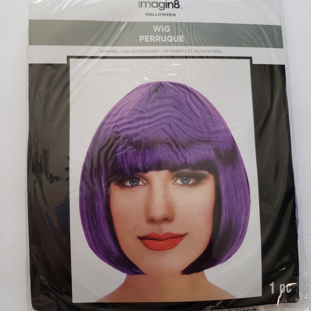 Imagin8 purple wig costume dress up nwt